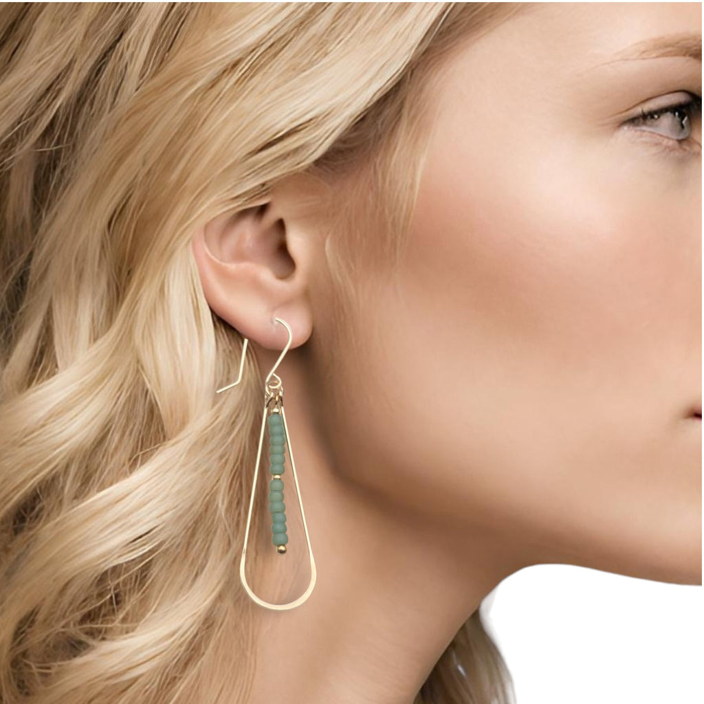 Harley - Gold & Sea Glass Hoops Earrings Bijou by SAM