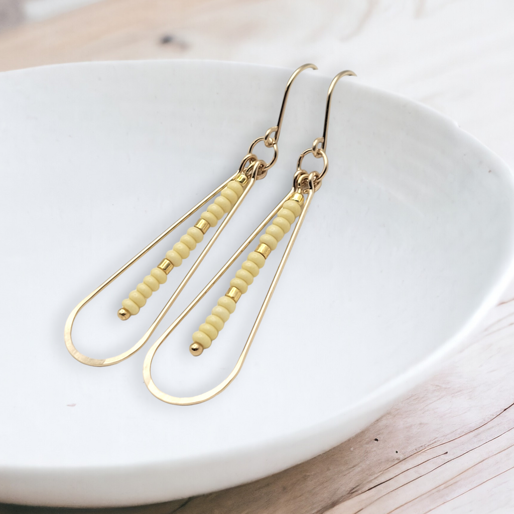 Harley - Gold & Pale Yellow Earrings Bijou by SAM