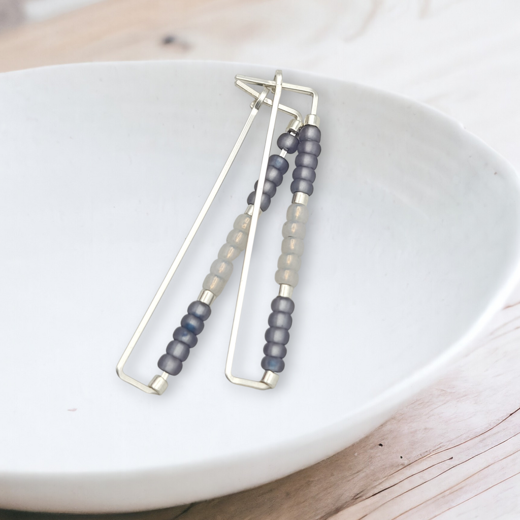 True - Silver Rectangle & Purple Earrings Bijou by SAM