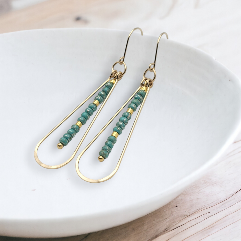 Harley - Gold & Turquoise Earrings Bijou by SAM