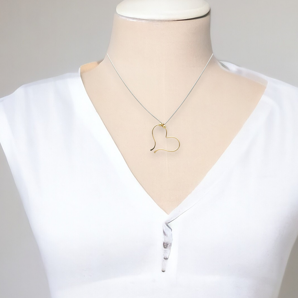 Open Heart Necklace - Gold with Gold Necklace Bijou by SAM