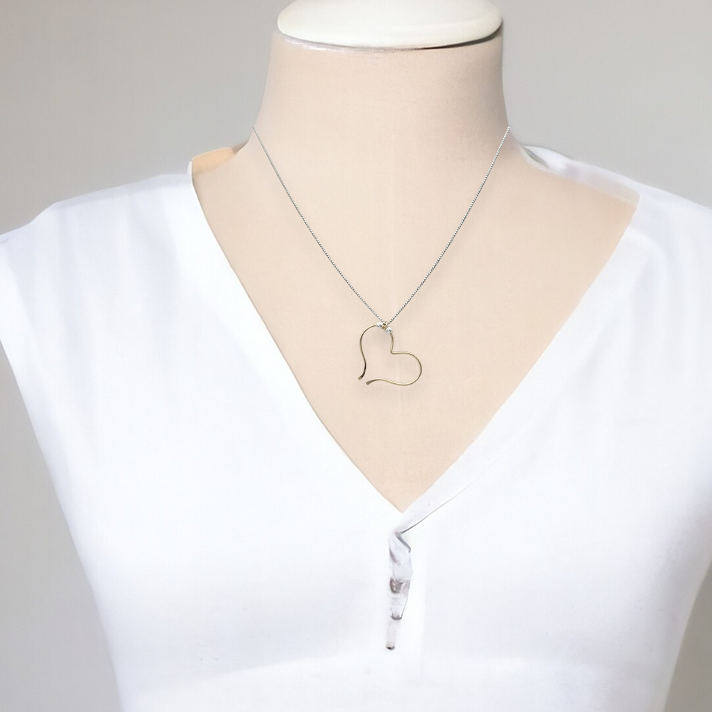 Open Heart Necklace - Gold with Silver Necklace Bijou by SAM