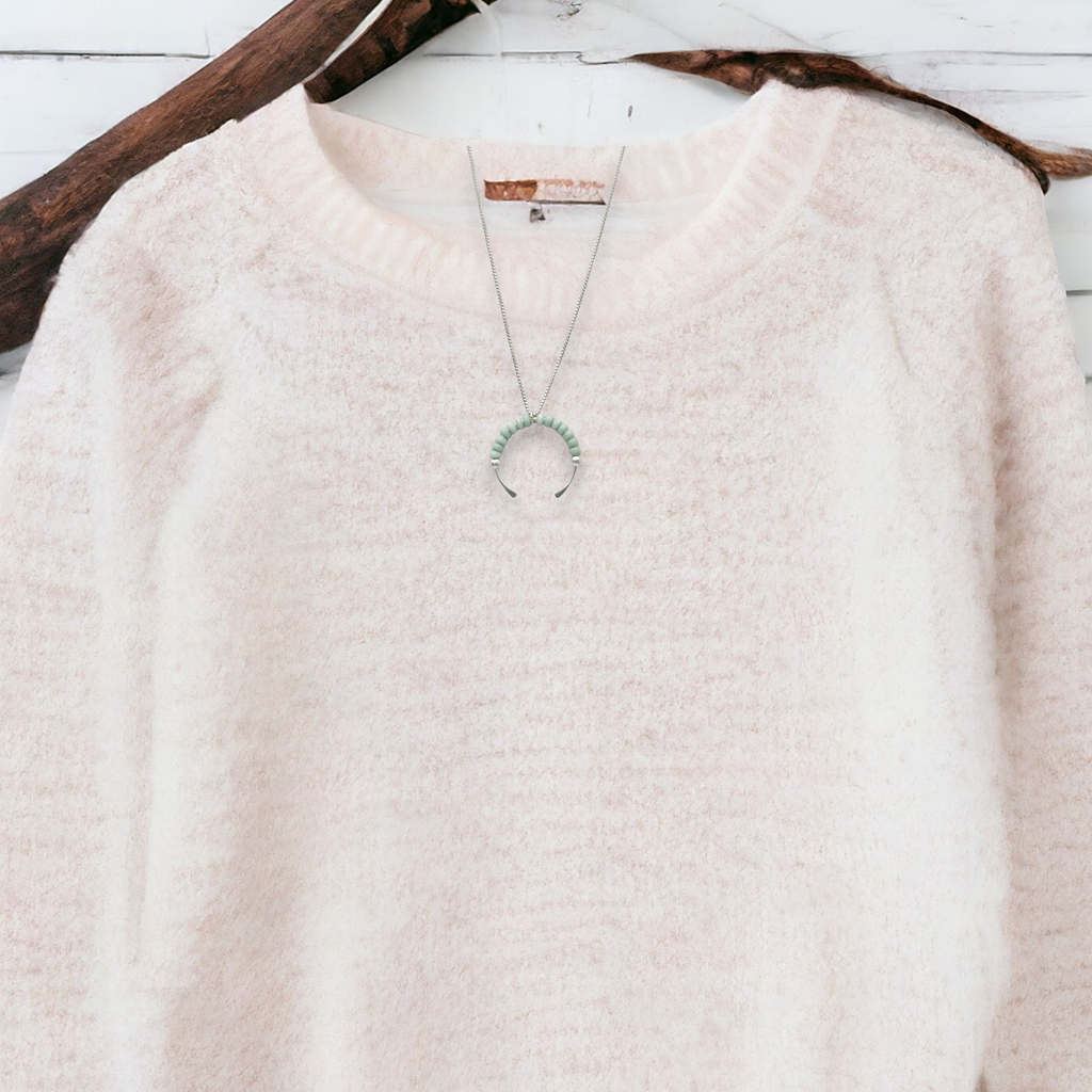 Necklace - Open Circle Mint Green Necklace Bijou by SAM