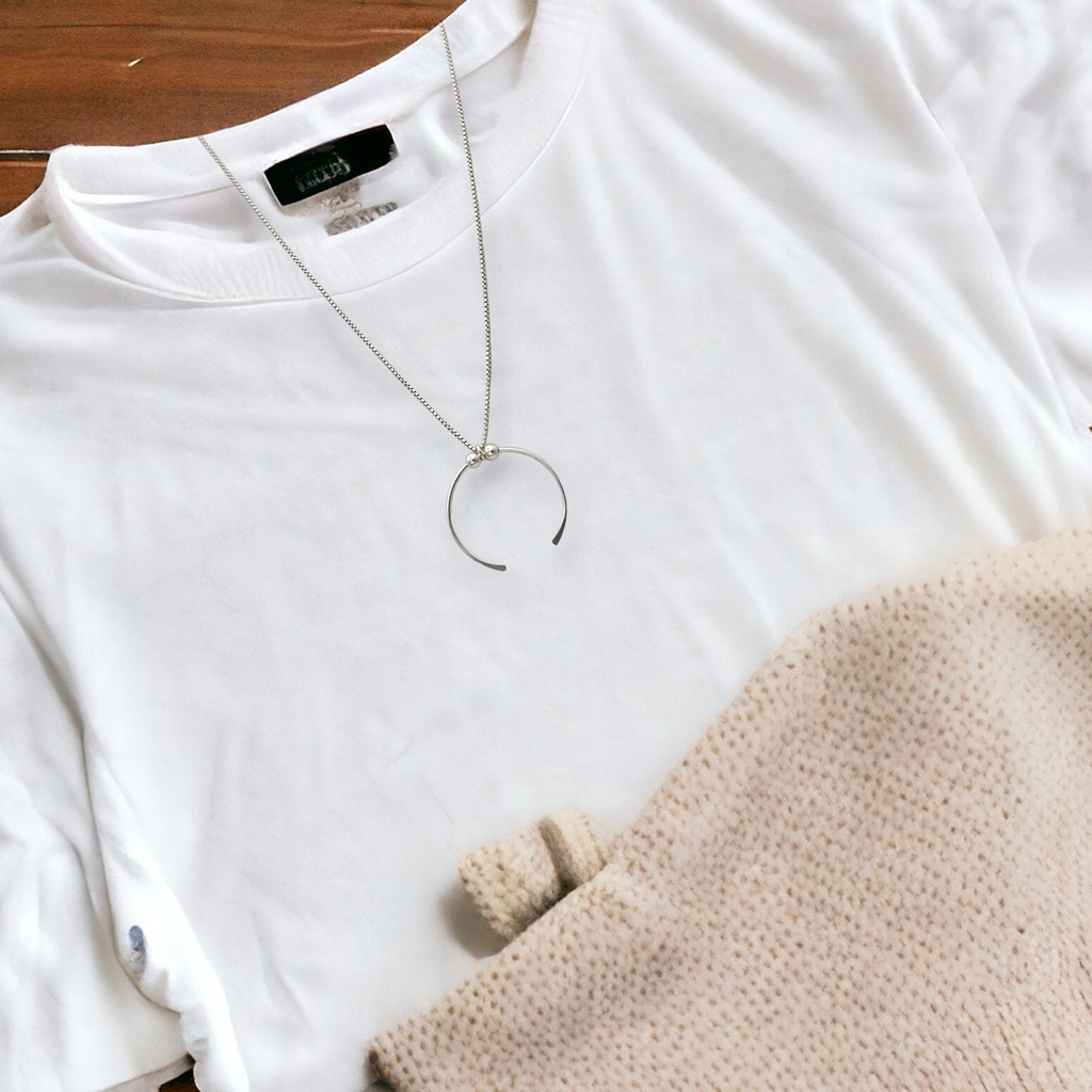 Necklace - Silver Open Circle Necklace Bijou by SAM