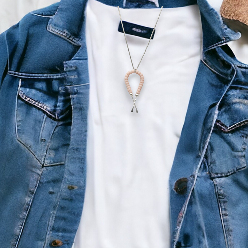 Necklace - Silver & Pink Ribbon Necklace Bijou by SAM