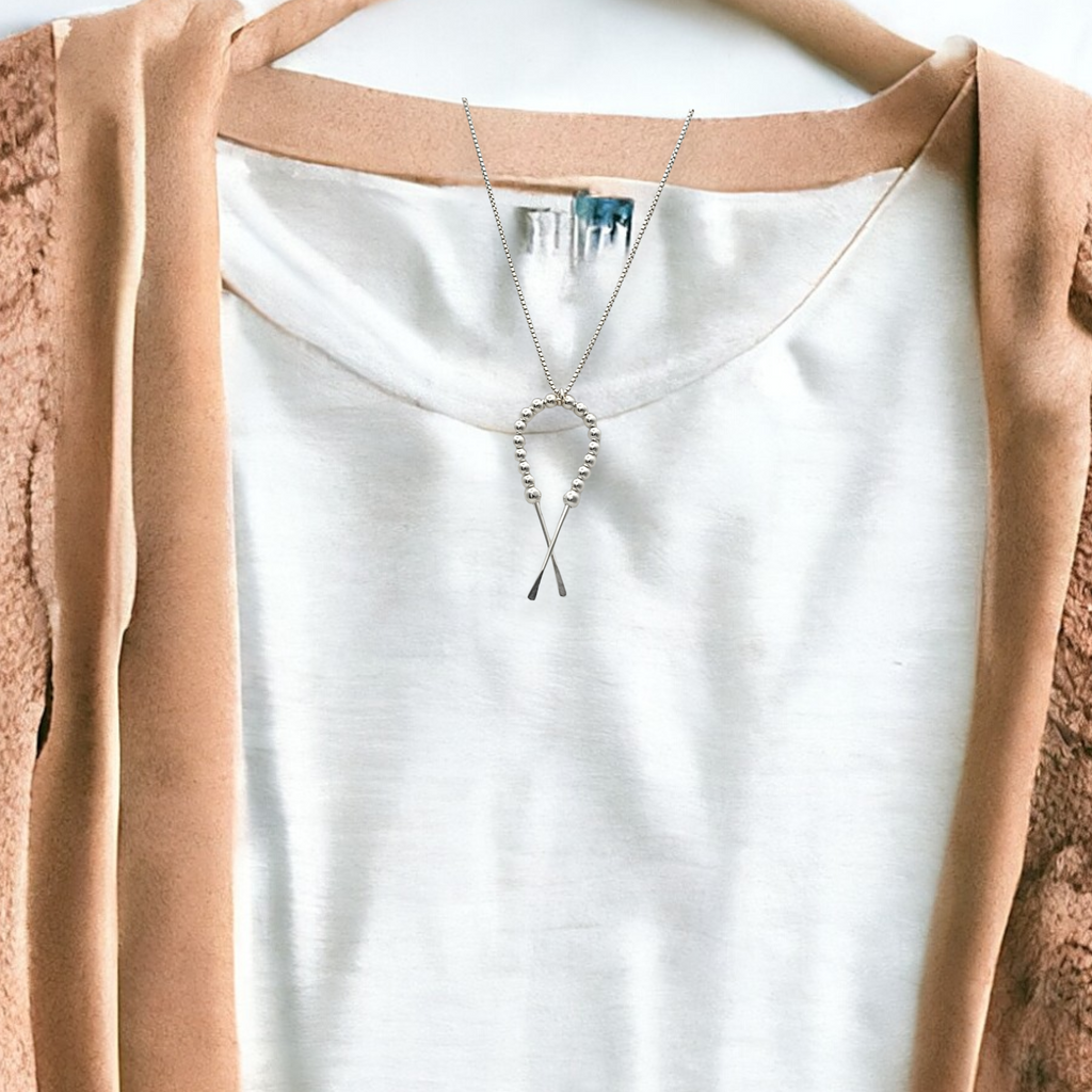 Necklace - Ribbon Silver & Silver Necklace Bijou by SAM