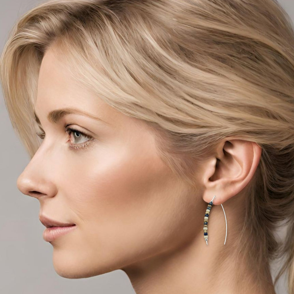 Wish - Silver, Tan & Blue Earrings Bijou by SAM