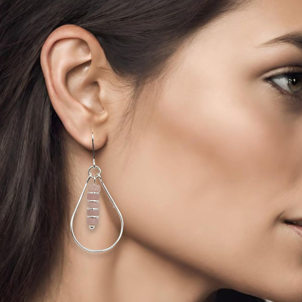 Lane - Silver with Pink Opal Earrings Bijou by SAM