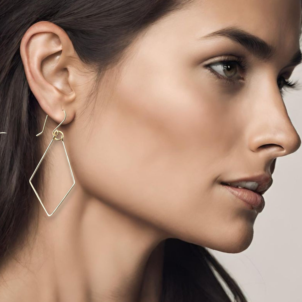 True - Gold Trapezoid Hoop Earrings Earrings Bijou by SAM