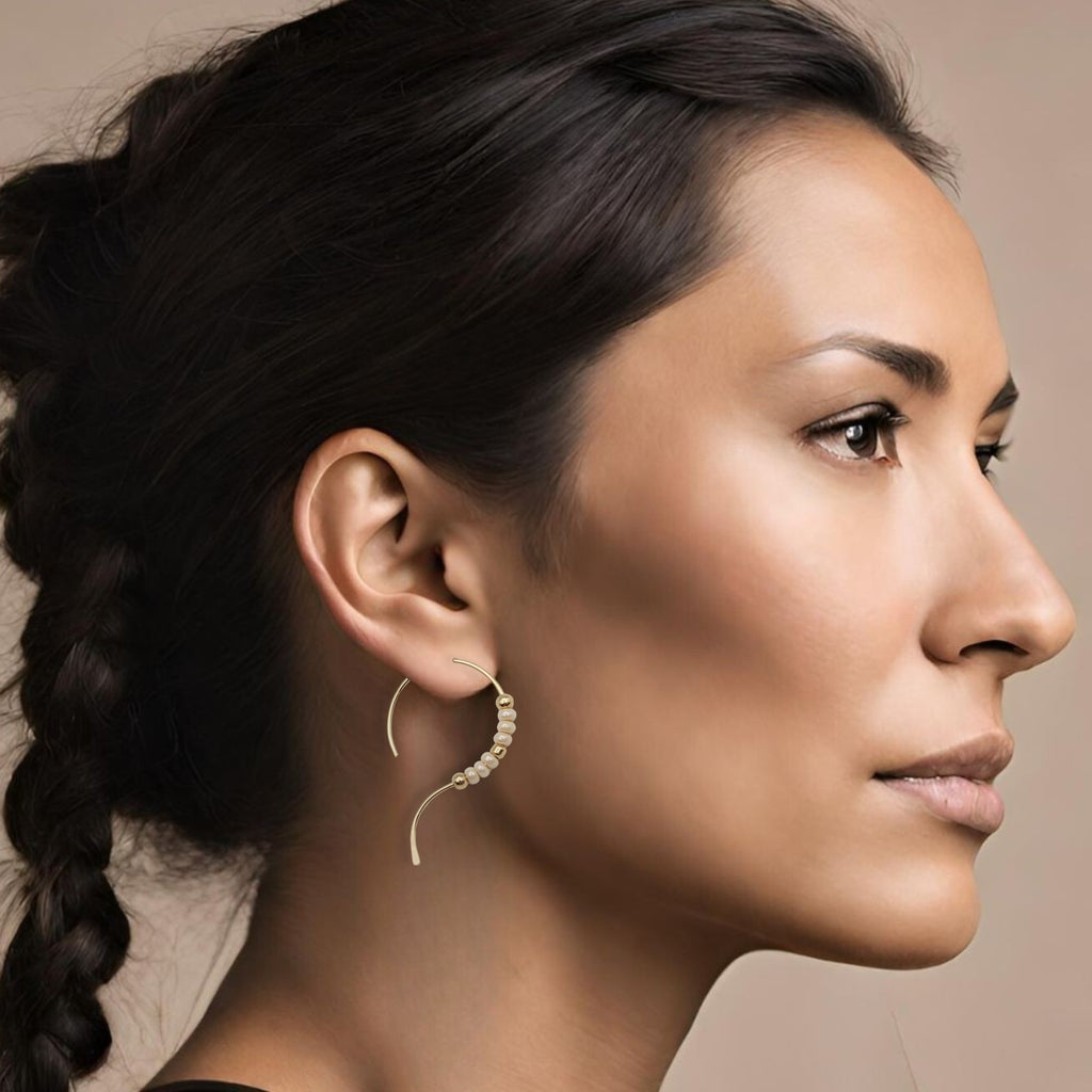 Open Heart - Gold & Pearl Earrings Bijou by SAM