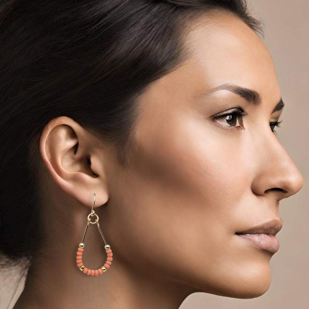 Lane - Gold & Coral Earrings Bijou by SAM