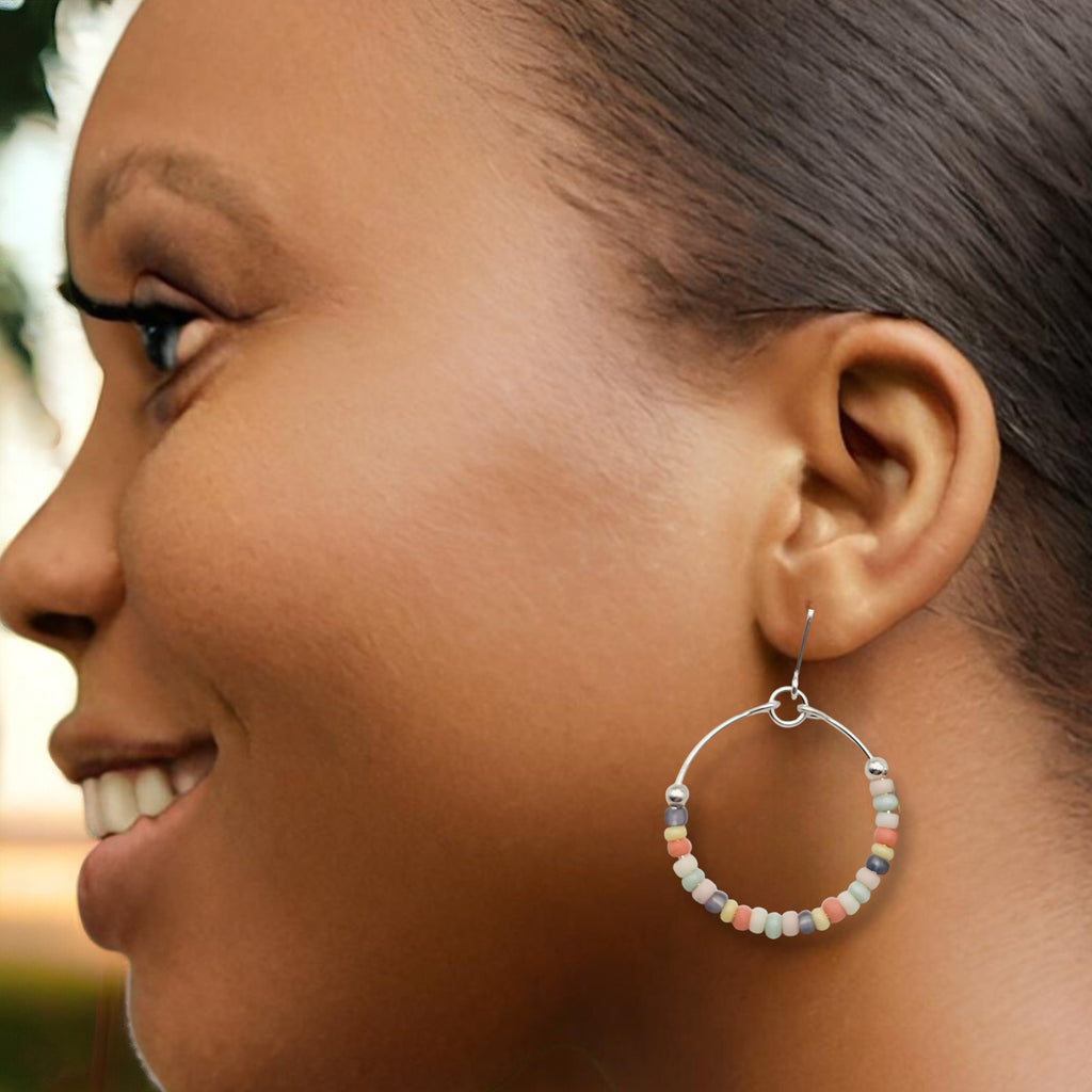 Boho - Silver & Spring Beads Earrings Bijou by SAM