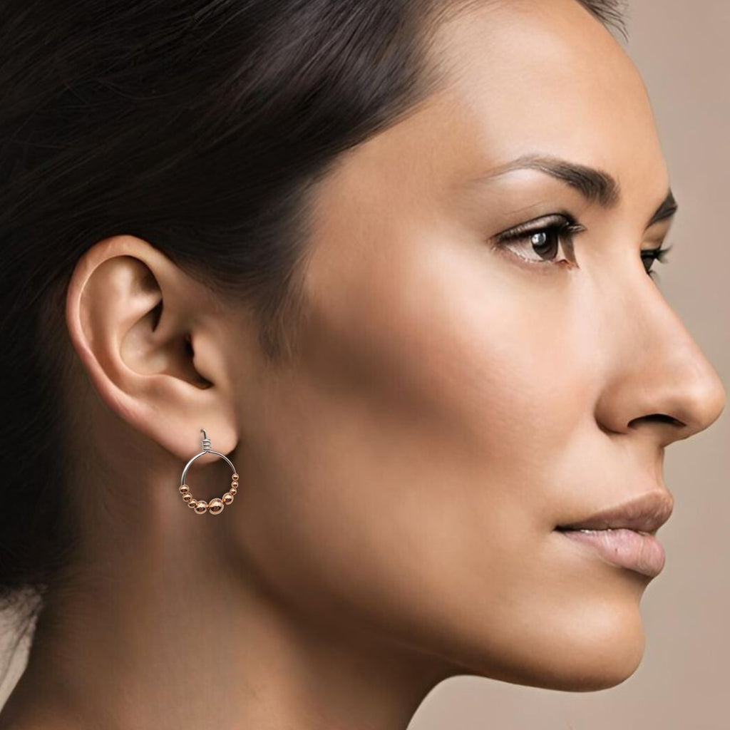 Aiden - Silver with Gold Hoop Studs Earrings Bijou by SAM