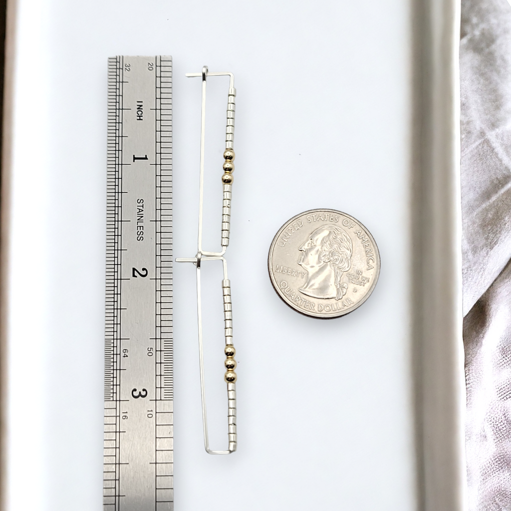 True - Silver Rectangle & Gold Earrings Bijou by SAM