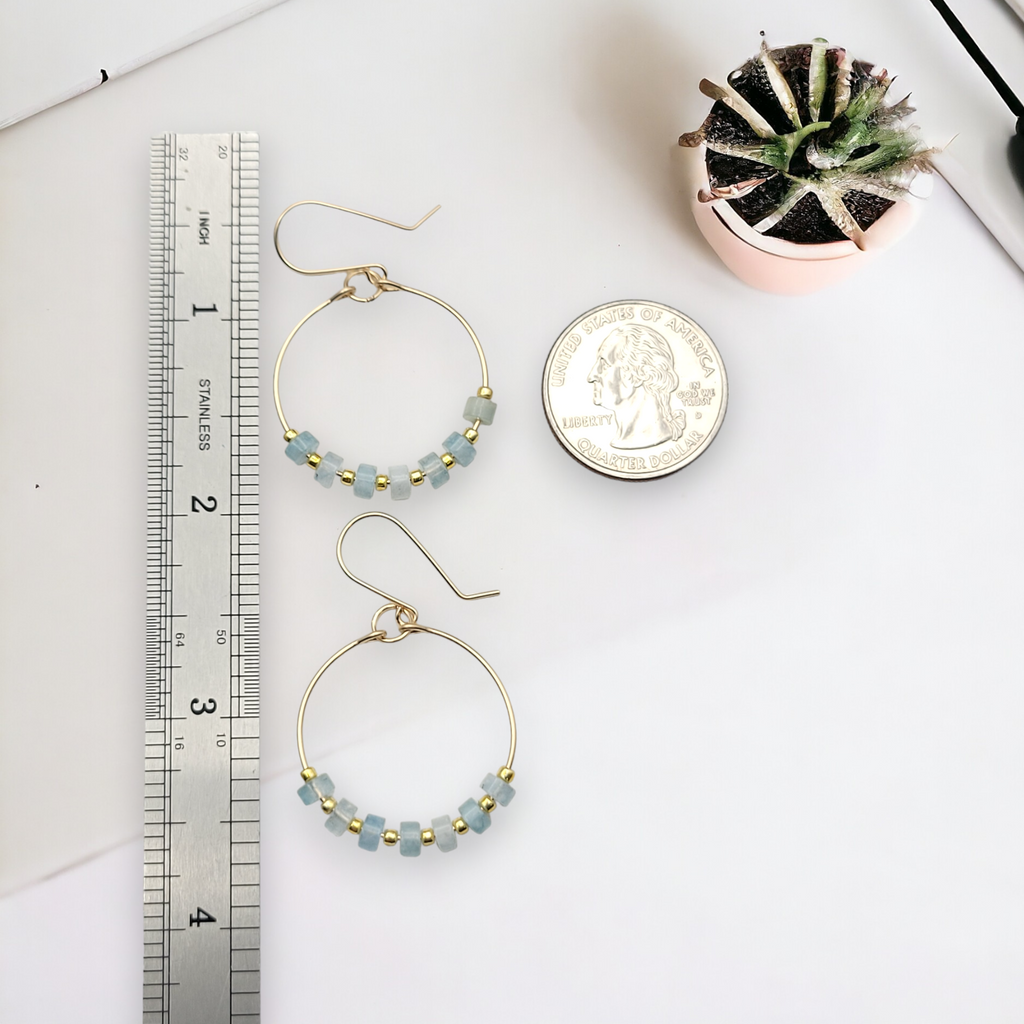 Boho - Gold & Aquamarine Earrings Bijou by SAM