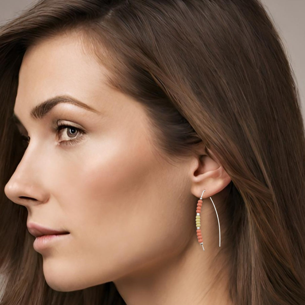 Wish - Silver with Salmon & Yellow Earrings Bijou by SAM