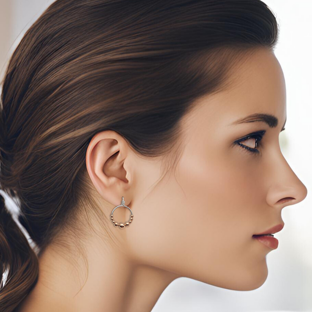 Aiden - Silver & Copper Stud Earrings Earrings Bijou by SAM