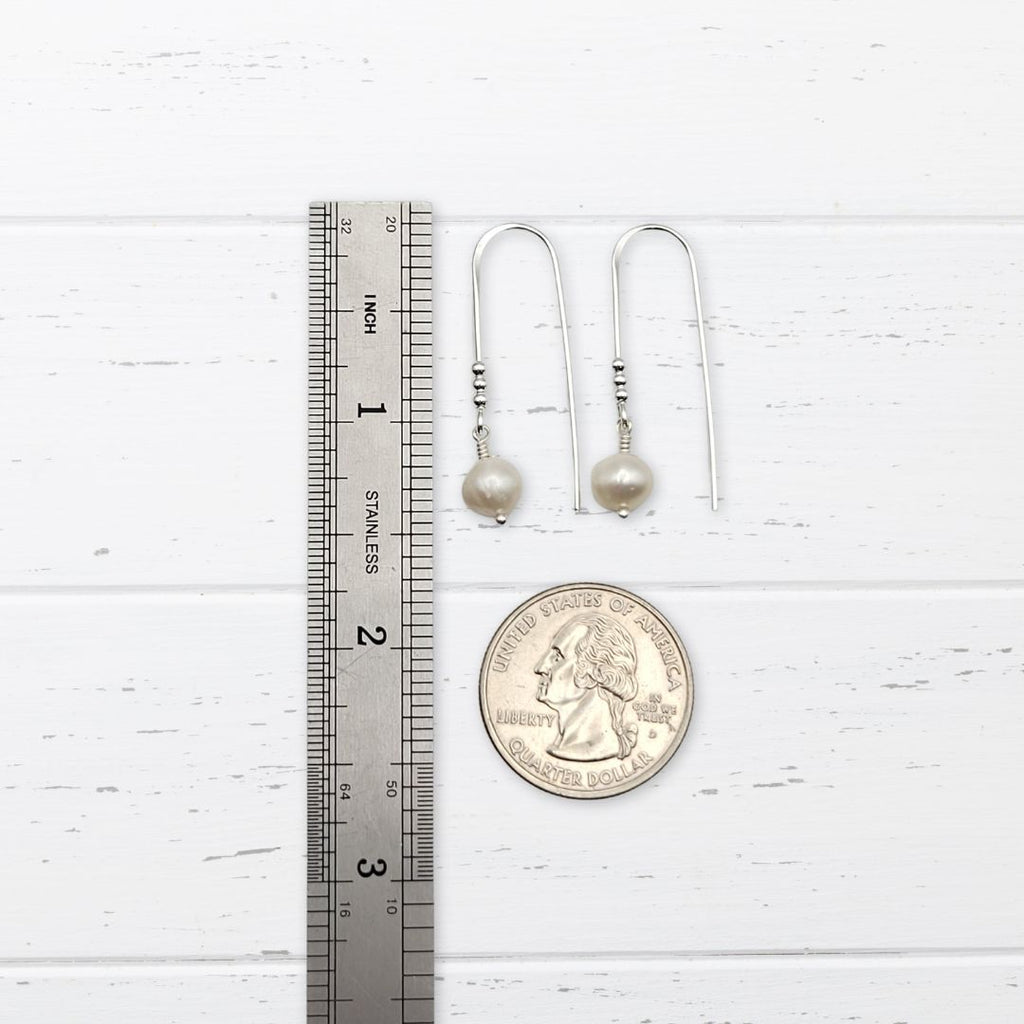 Pearl - Silver & Ivory Threader Earrings Bijou by SAM