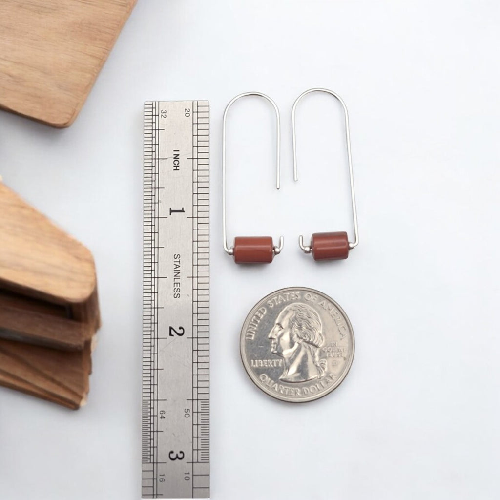Arc - Silver & Red Jasper Earrings Bijou by SAM