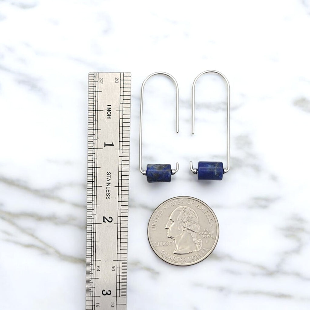 Arc - Silver & Lapis Threaders Earrings Bijou by SAM