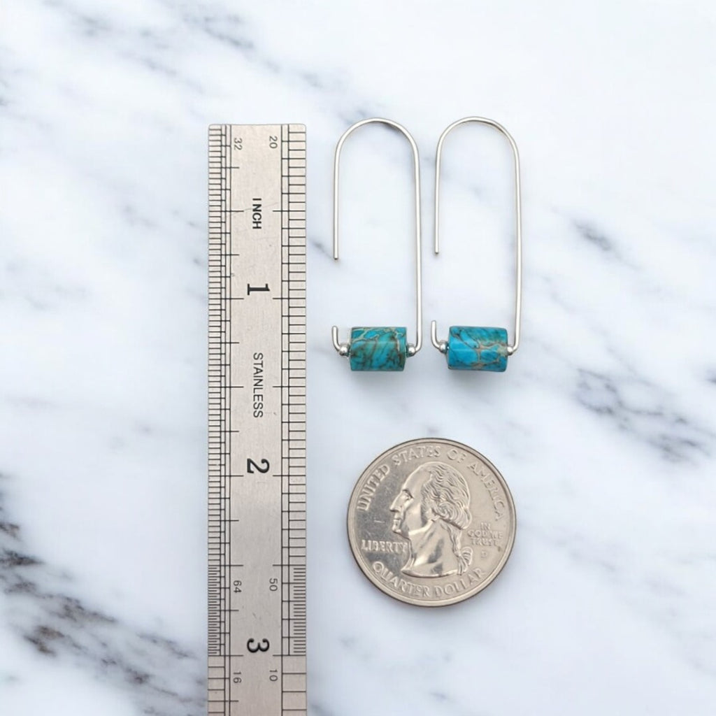 Arc - Silver & Turquoise Earrings Bijou by SAM