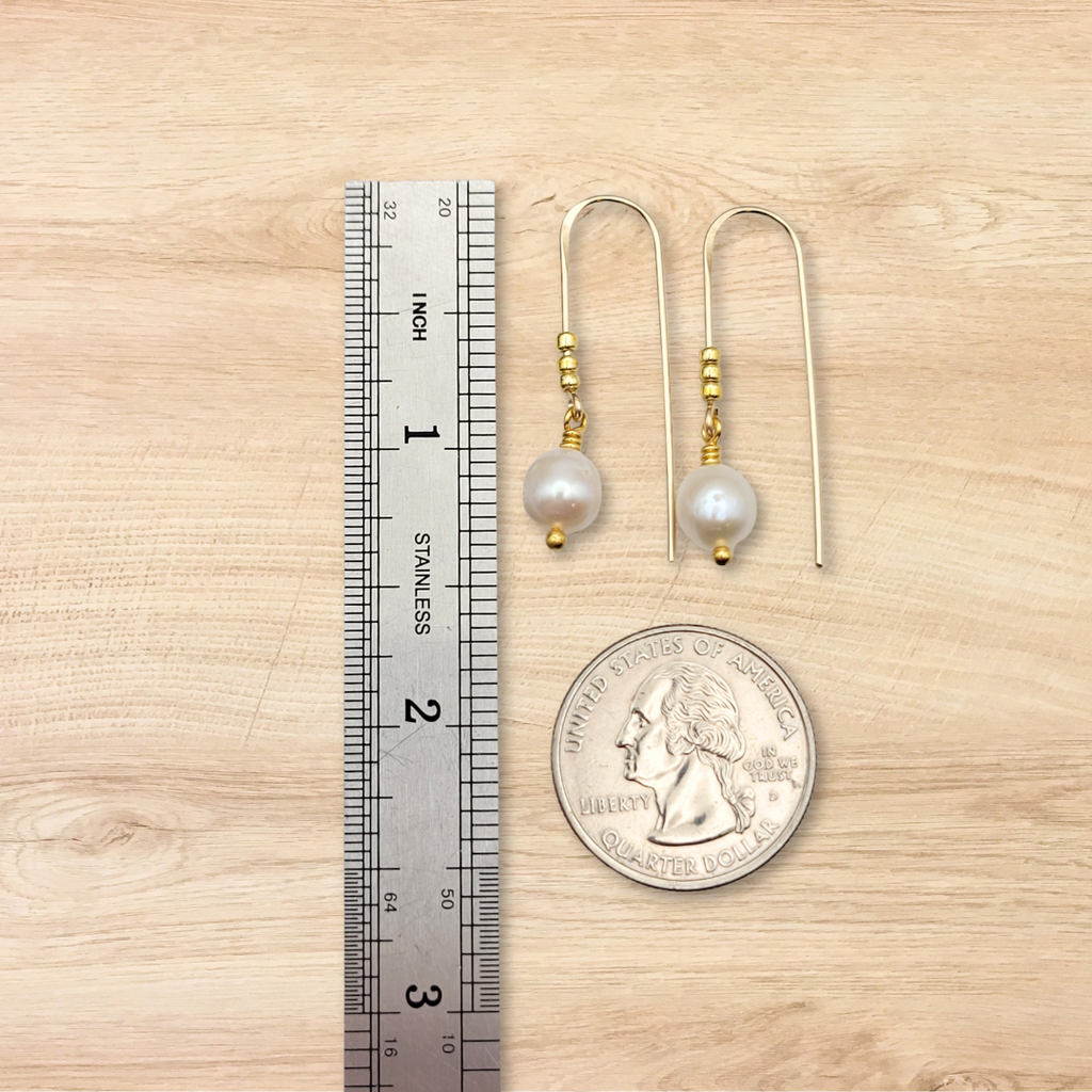 Pearl - Gold & Ivory Threader Earrings Bijou by SAM