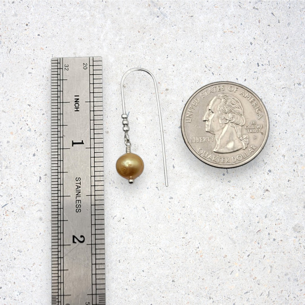 Pearl - Silver & Champagne Threaders Earrings Bijou by SAM