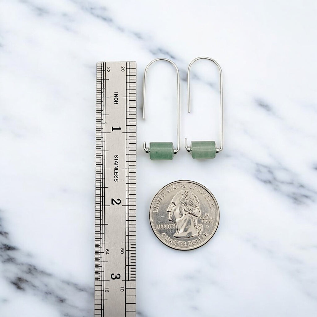 Arc - Silver & Green Aventurine Earrings Bijou by SAM