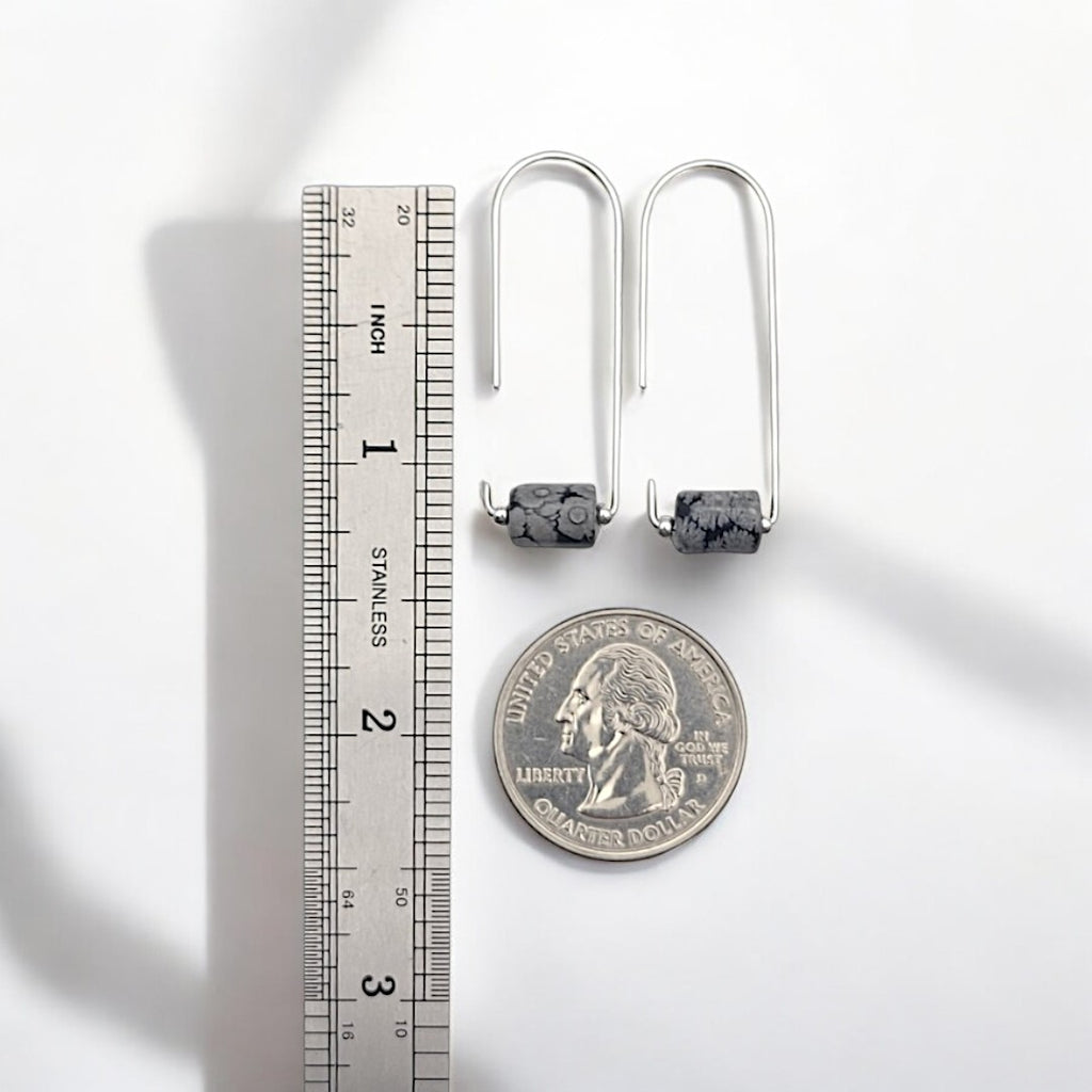 Arc - Silver & Snowflake Obsidian Earrings Bijou by SAM