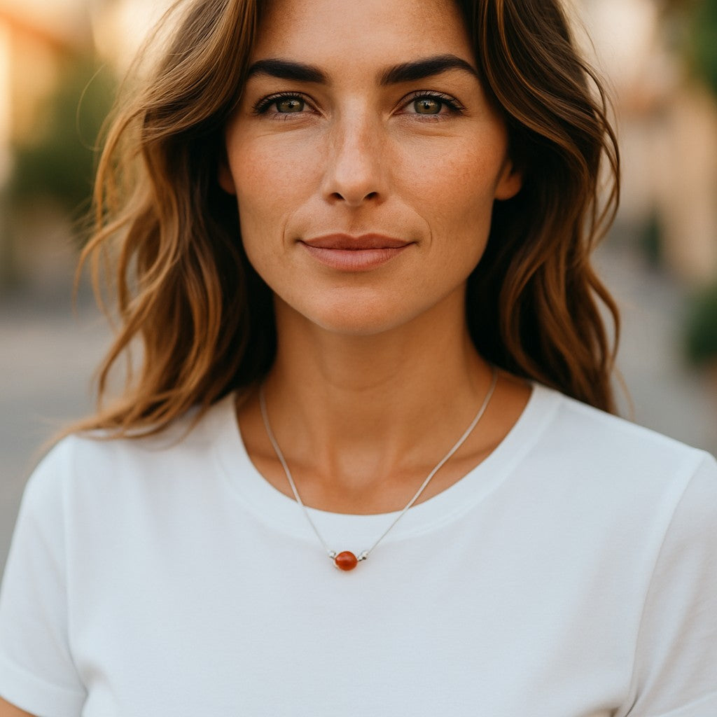 Coin - Silver and Carnelian Necklace Necklace Bijou by SAM