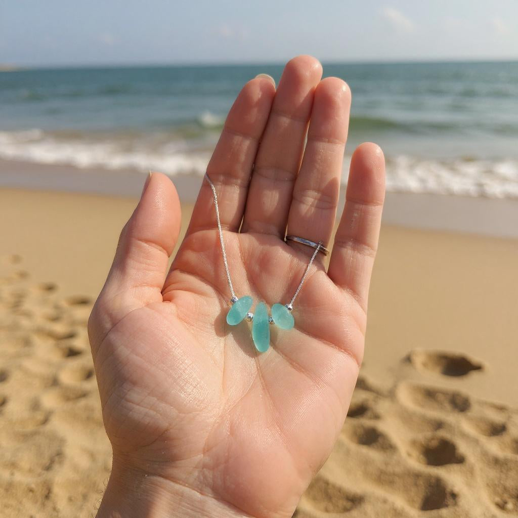 Sea Glass - Seafoam Blue Necklace Necklace Bijou by SAM