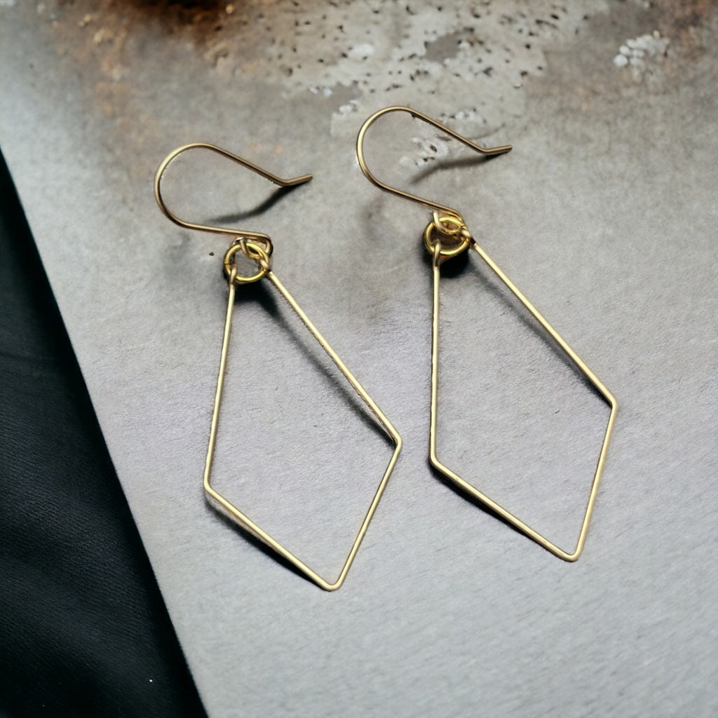 True - Gold Trapezoid Hoop Earrings Earrings Bijou by SAM