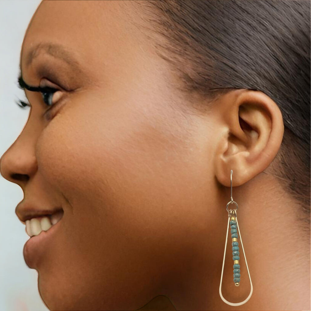 Harley - Gold & Turquoise Earrings Bijou by SAM