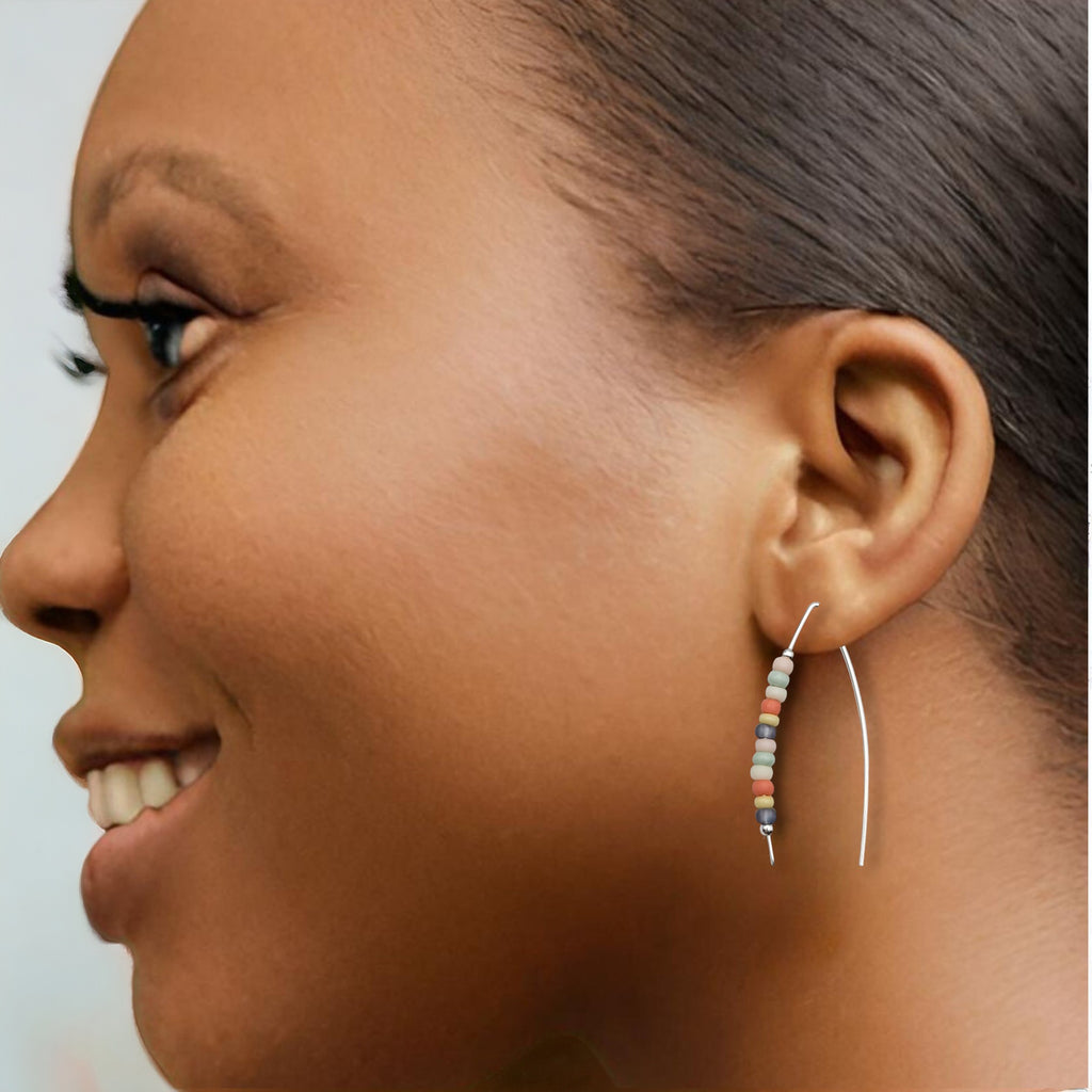 Wish - Silver & Spring Colored Beads Earrings Bijou by SAM