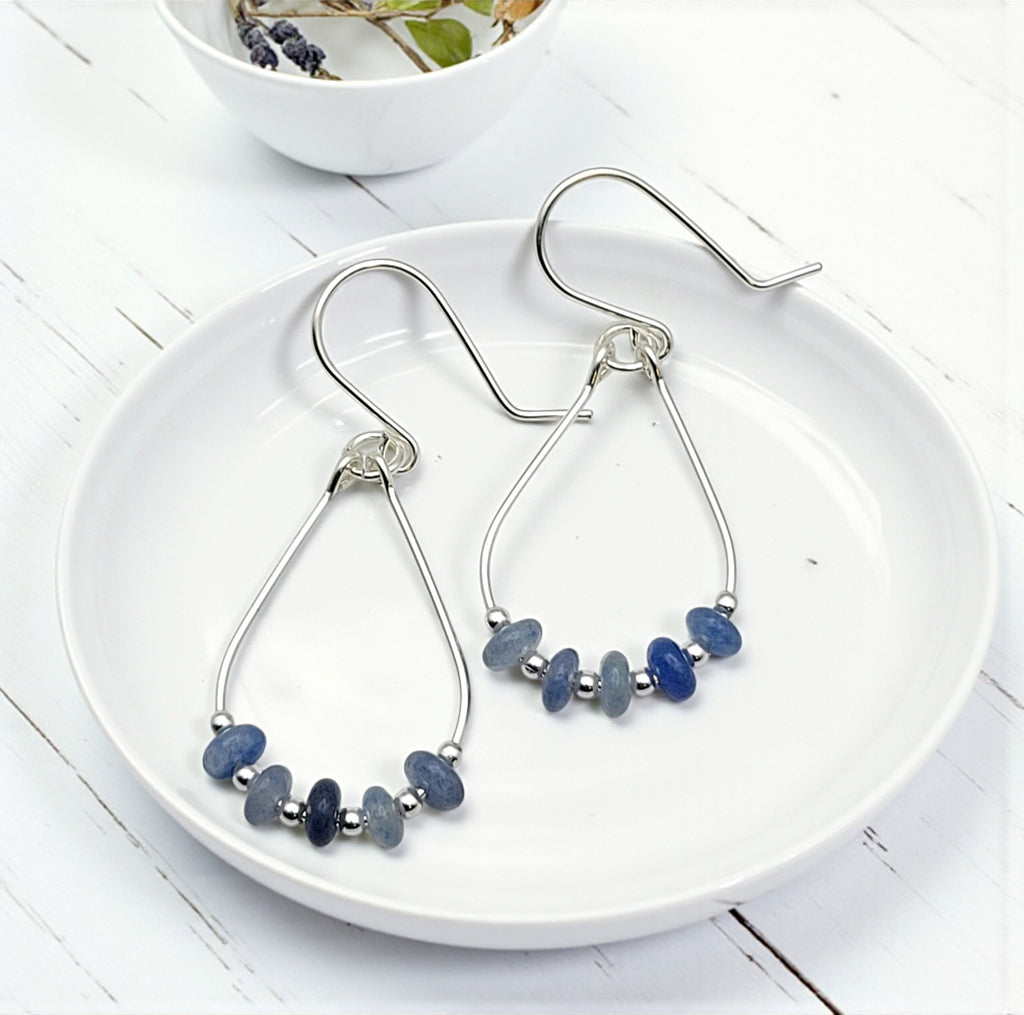 Lane - Silver & Blue Aventurine Earrings Bijou by SAM