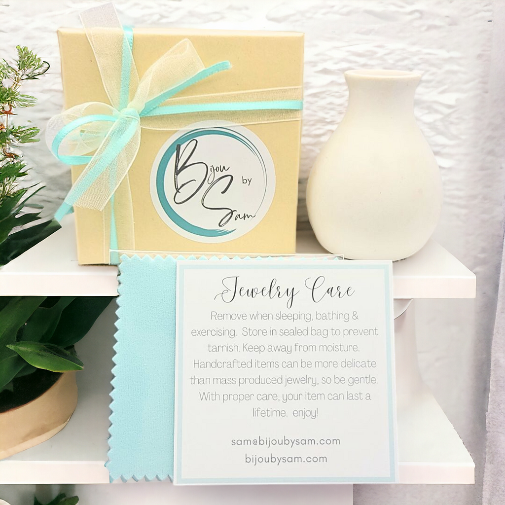 True - Rectangle Gold & Teal Earrings Bijou by SAM