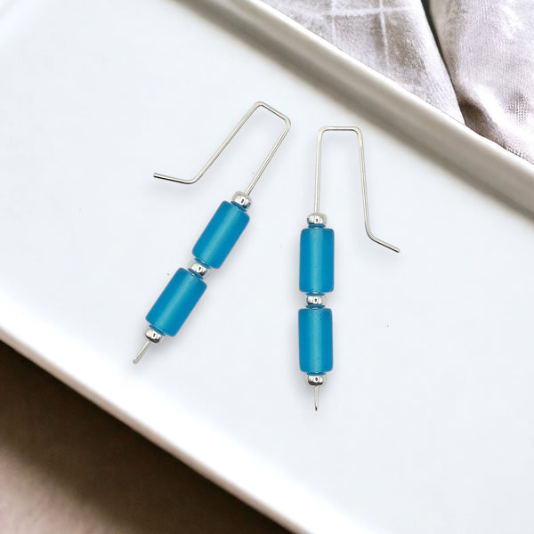 Sea Glass - Sky Blue Threader Earrings Earrings Bijou by SAM
