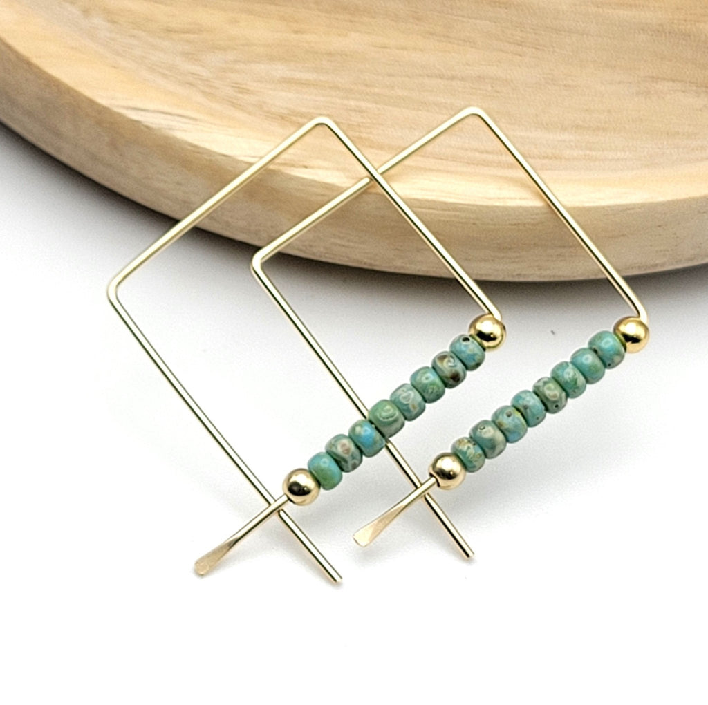 True - Gold & Turquoise Earrings Bijou by SAM