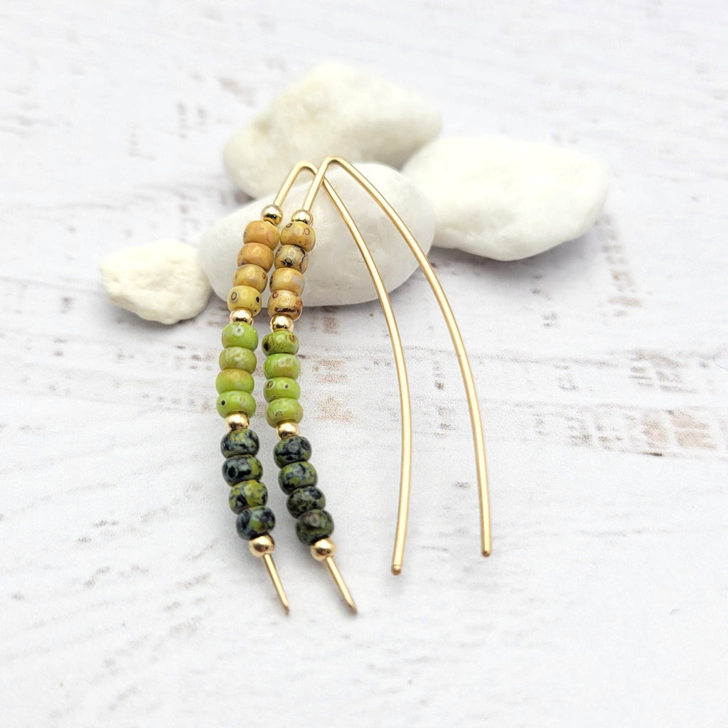 Wish - Green & Gold Ombre Threaders Earrings Bijou by SAM