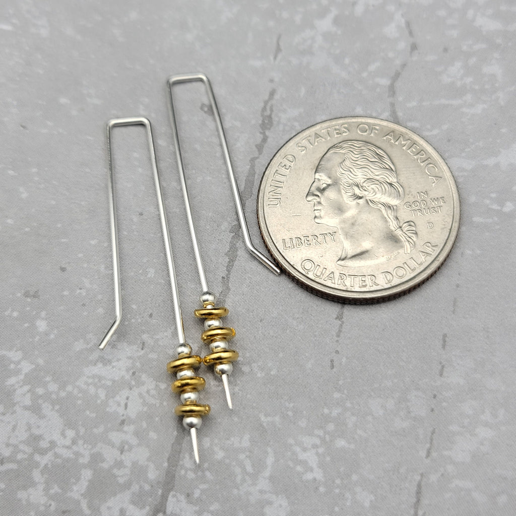 Luxe - Silver & Gold Bead Long Threaders Earrings Etsy