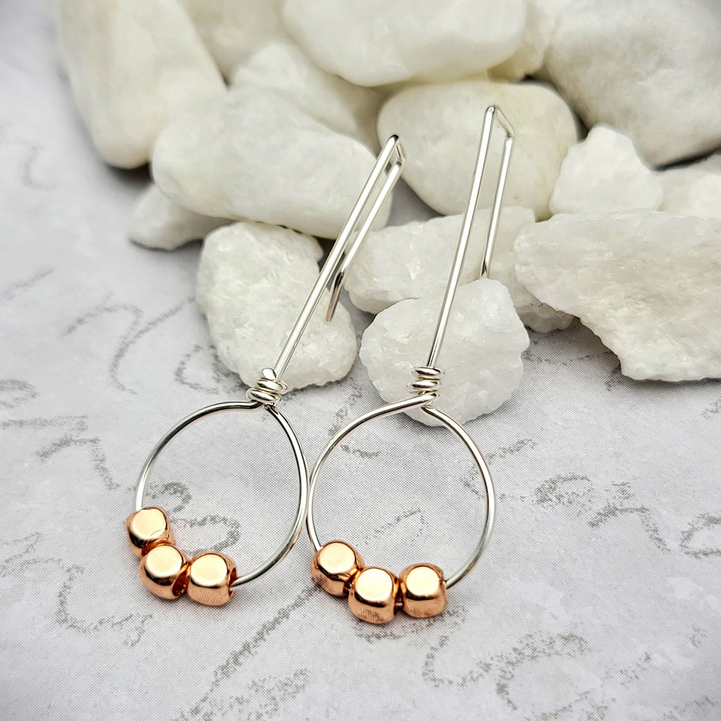 Silver & Copper Threaders Earrings Etsy