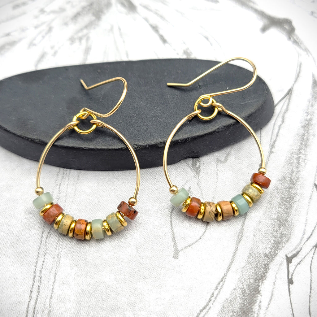 Boho - Earth Tone Jasper & Gold Earrings Etsy