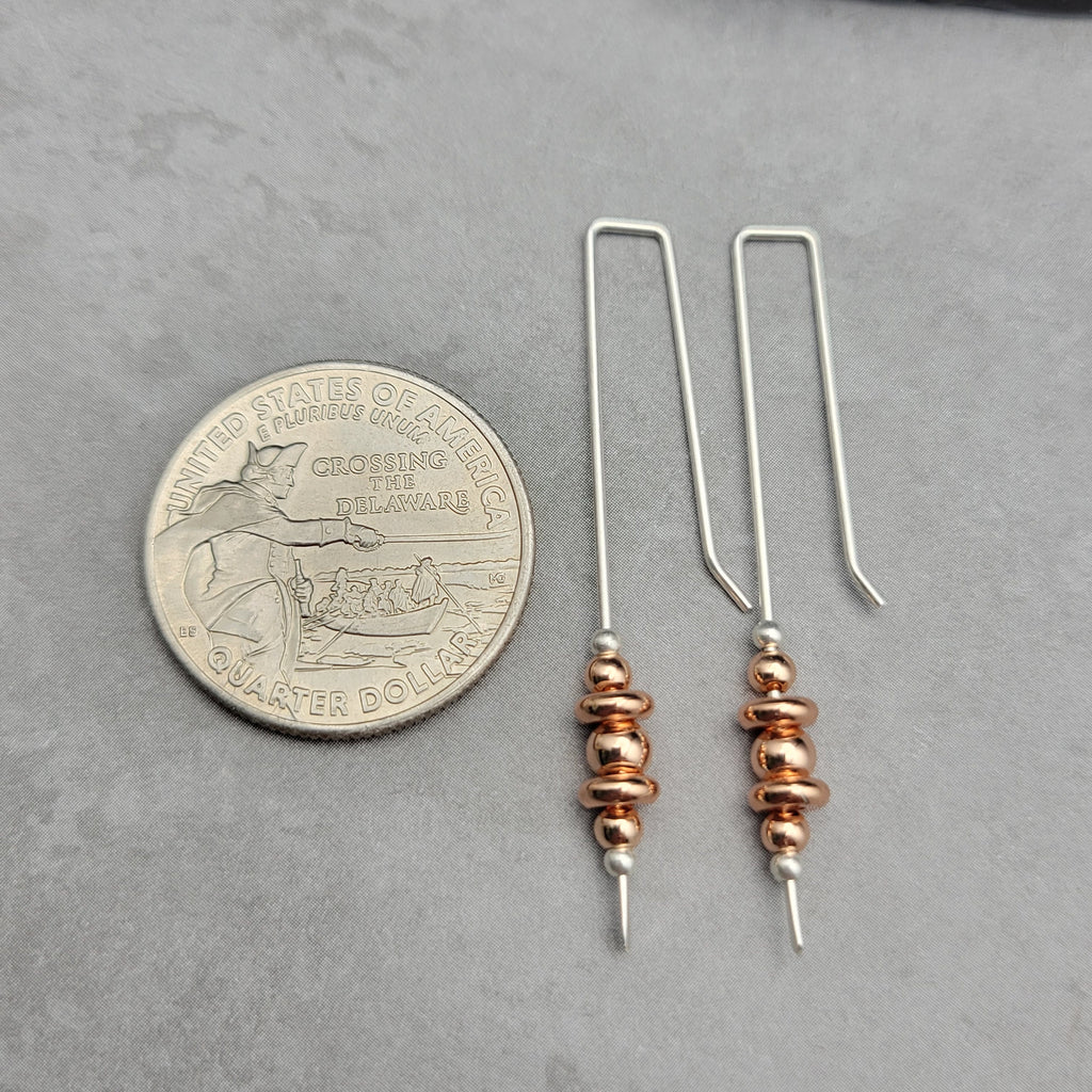 Long Silver & Copper Threaders Earrings Etsy