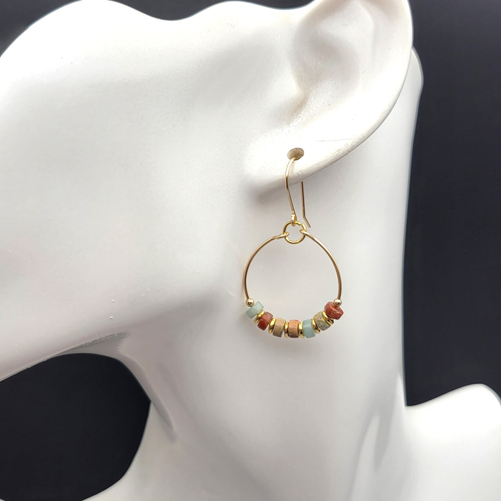 Boho - Earth Tone Jasper & Gold Earrings Etsy