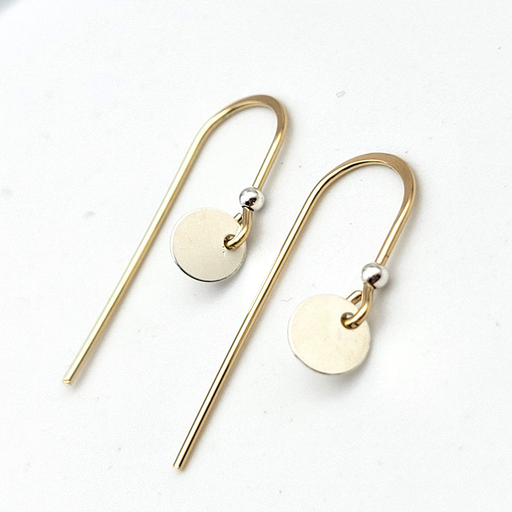 Luxe - Gold with Silver Disc Earrings Etsy