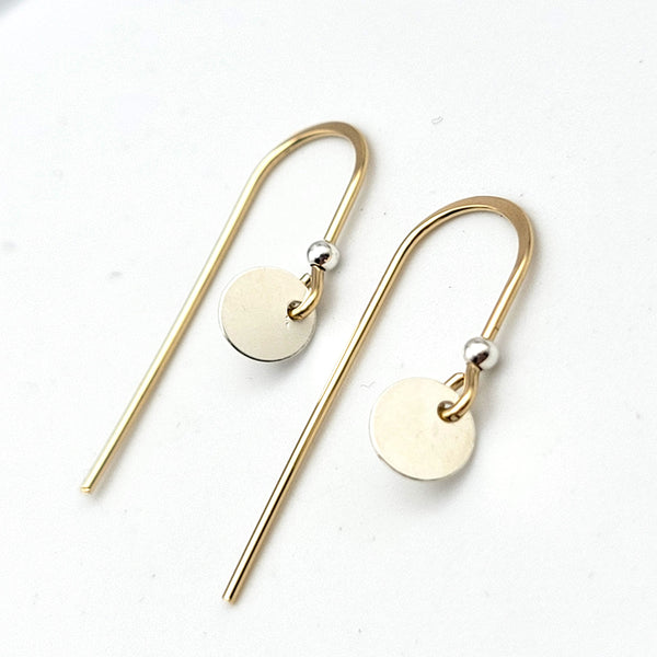 Luxe - Gold with Silver Disc Earrings Etsy