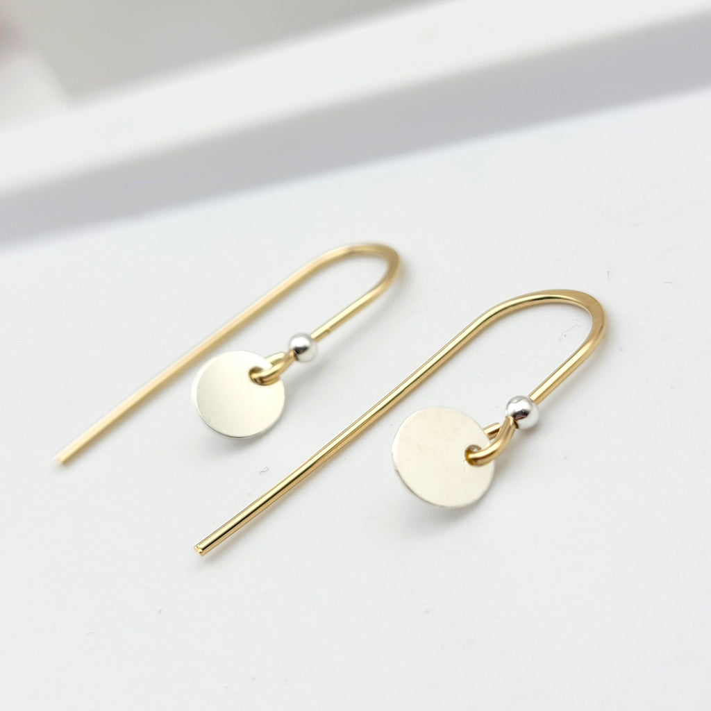 Luxe - Gold with Silver Disc Earrings Etsy