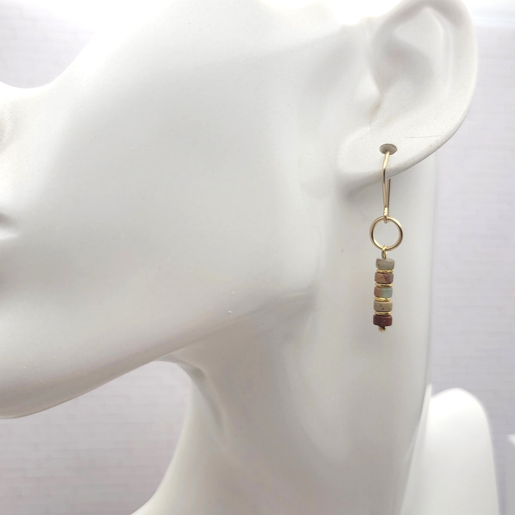 Jasper and Gold Dangle Earrings, Earth Tone Beaded Earrings  Etsy