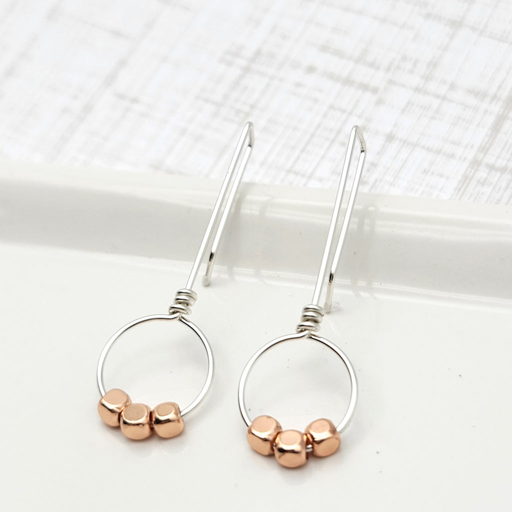 Silver & Copper Threaders Earrings Etsy