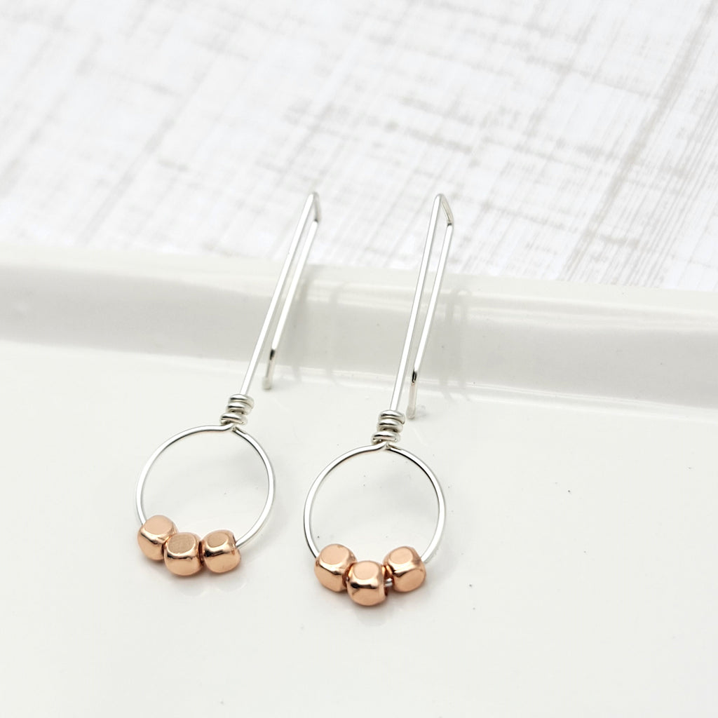 Silver & Copper Threaders Earrings Etsy